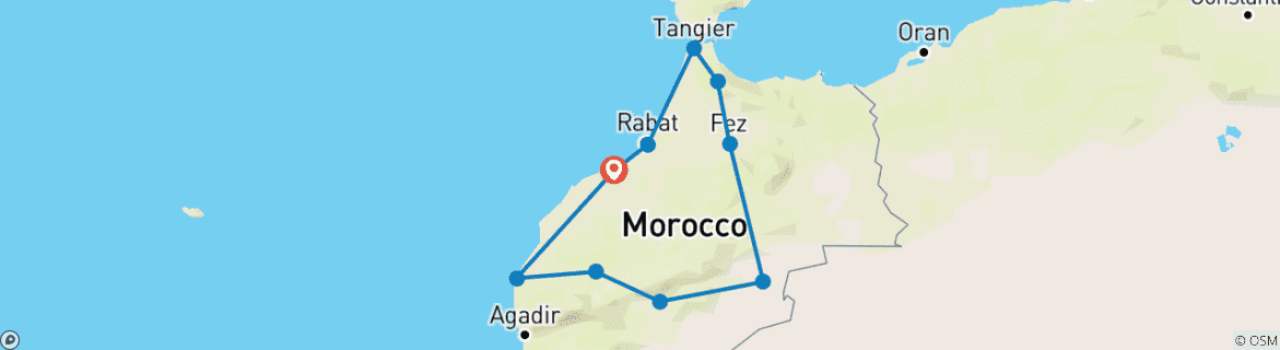 Image d'une carte montrant l'itinéraire du circuit