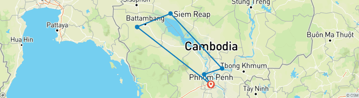 Image d'une carte montrant l'itinéraire du circuit