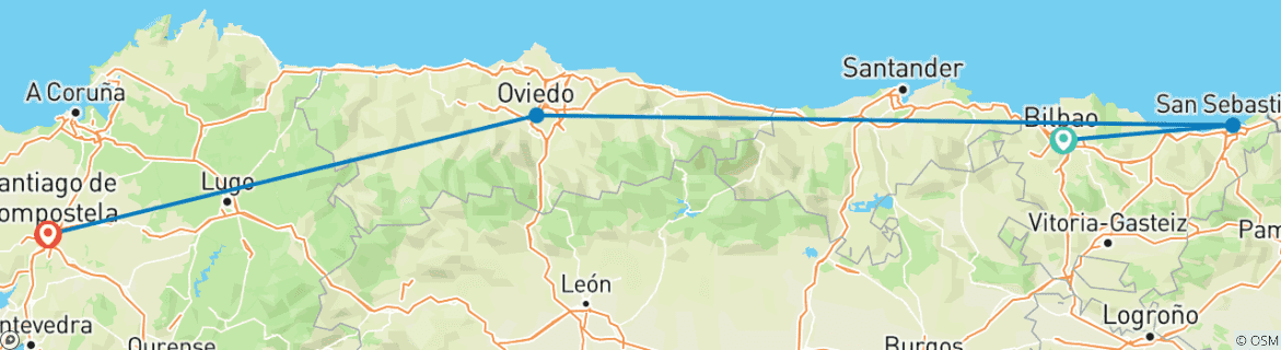 Image d'une carte montrant l'itinéraire du circuit