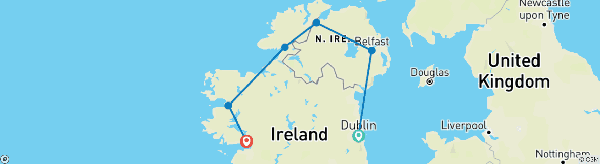 Image d'une carte montrant l'itinéraire du circuit