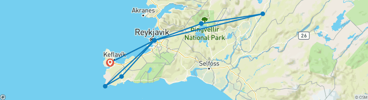 Image d'une carte montrant l'itinéraire du circuit