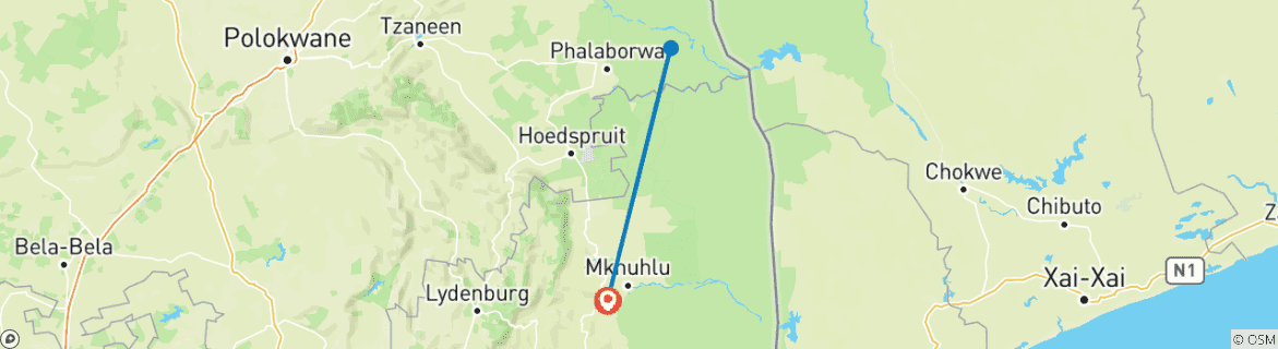 Karte mit der Reiseroute