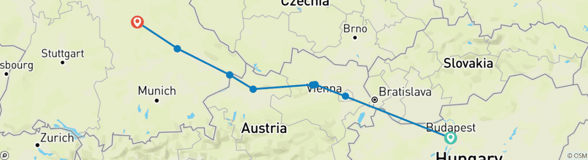 Image d'une carte montrant l'itinéraire du circuit