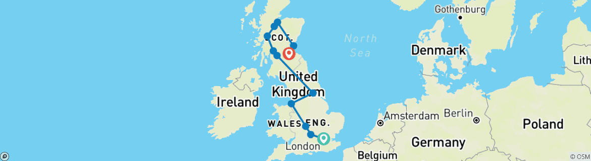 Image d'une carte montrant l'itinéraire du circuit