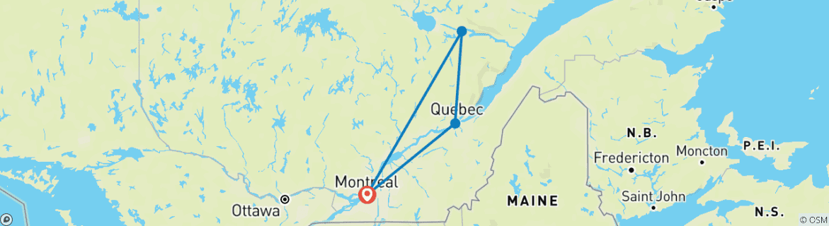 Carte du circuit Nord du Québec : Escapade en chalet d'hiver
