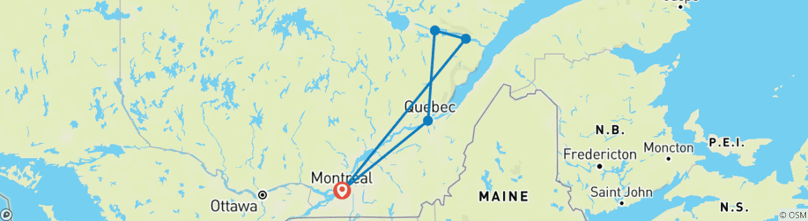 Carte du circuit Nord du Québec : Escapade en chalet d'hiver