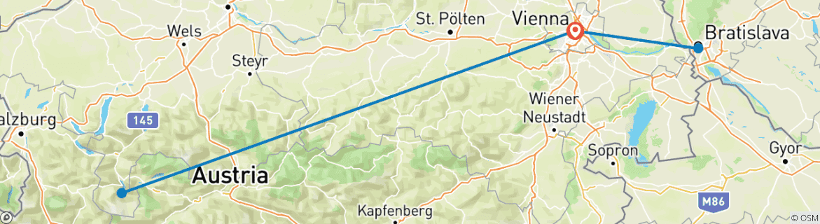 Image d'une carte montrant l'itinéraire du circuit