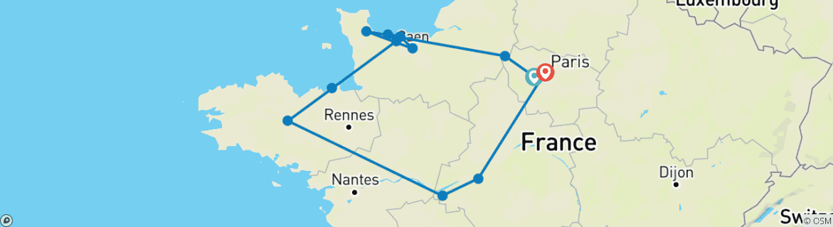 Image d'une carte montrant l'itinéraire du circuit