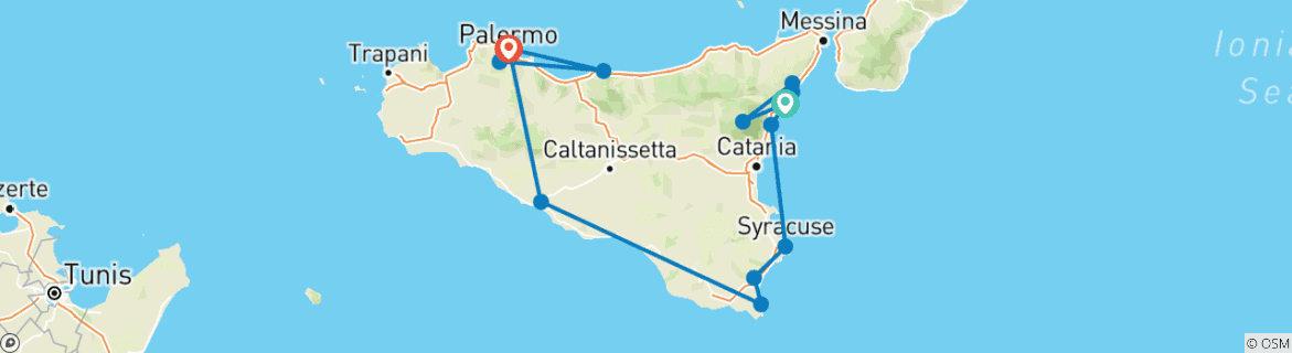 Image d'une carte montrant l'itinéraire du circuit