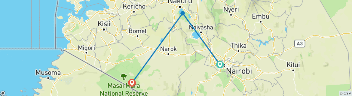 Image d'une carte montrant l'itinéraire du circuit