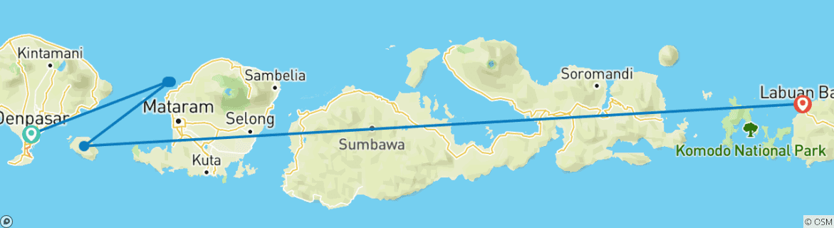 Image d'une carte montrant l'itinéraire du circuit
