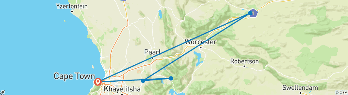 Image d'une carte montrant l'itinéraire du circuit