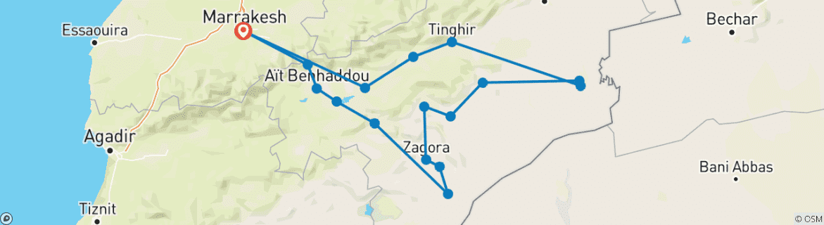 Foto van een kaart met de route van de rondreis