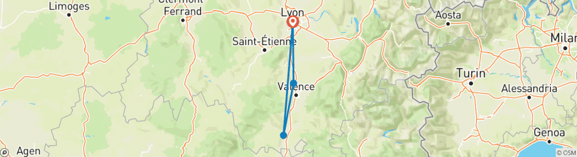 Image d'une carte montrant l'itinéraire du circuit