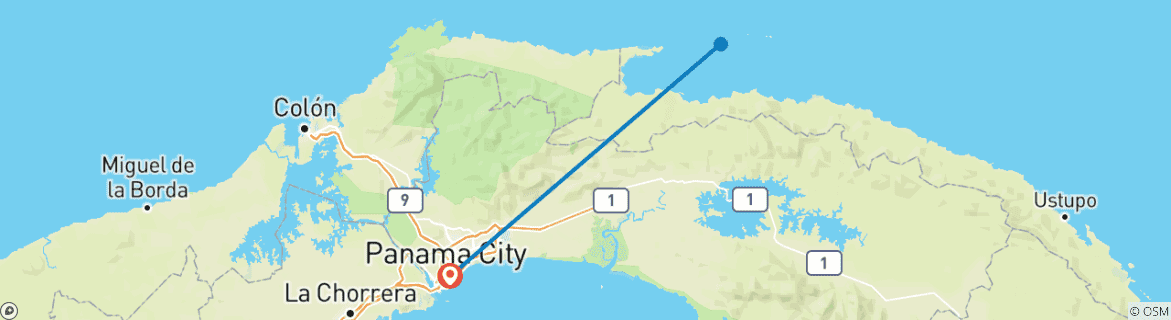 Image d'une carte montrant l'itinéraire du circuit