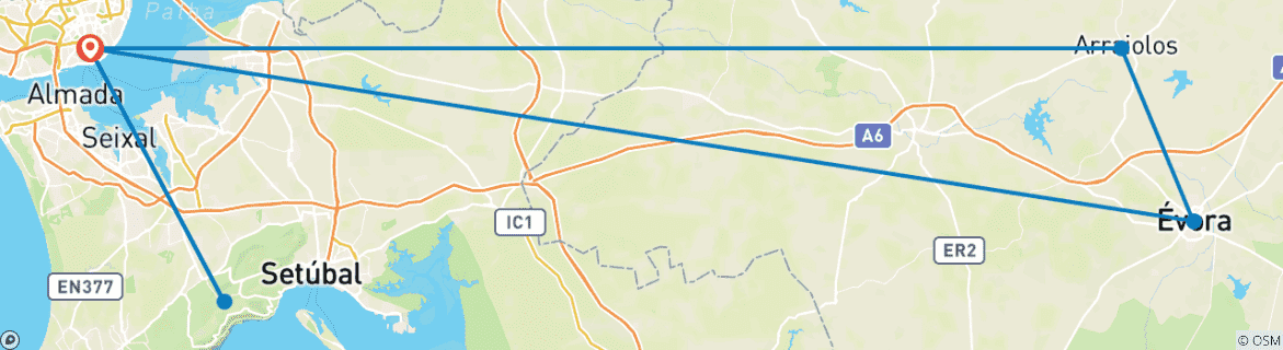 Image d'une carte montrant l'itinéraire du circuit