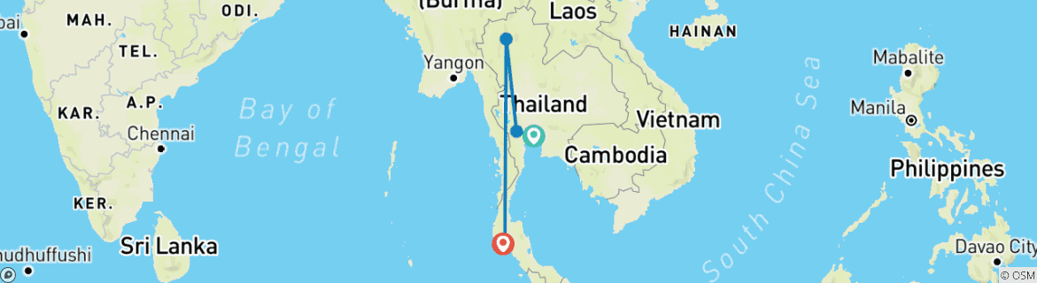 Image d'une carte montrant l'itinéraire du circuit