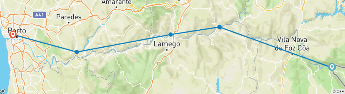 Image d'une carte montrant l'itinéraire du circuit
