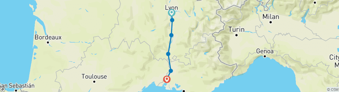 Image d'une carte montrant l'itinéraire du circuit