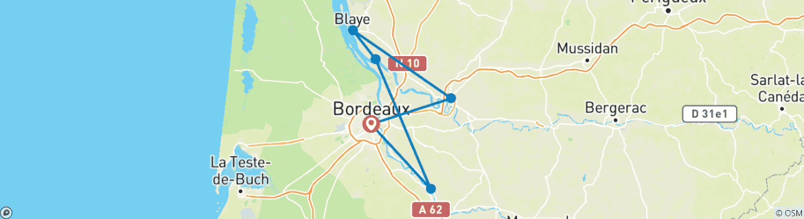 Image d'une carte montrant l'itinéraire du circuit