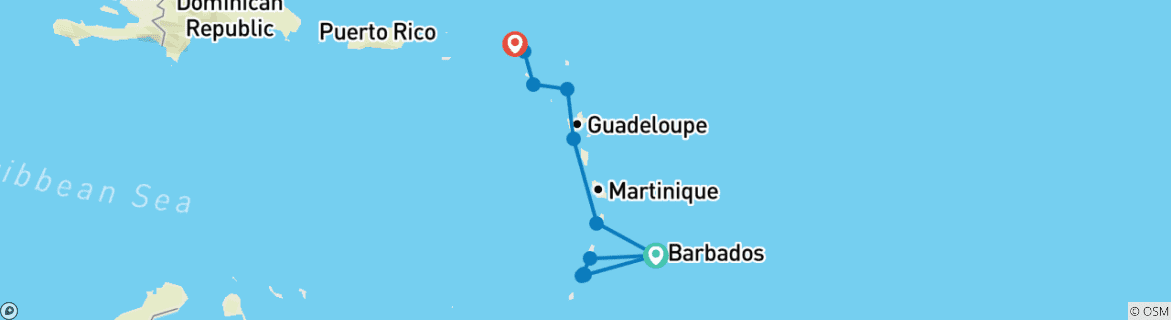 Image d'une carte montrant l'itinéraire du circuit