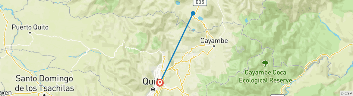 Image d'une carte montrant l'itinéraire du circuit