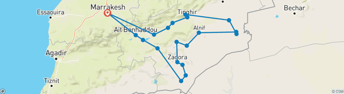 Karte mit der Reiseroute