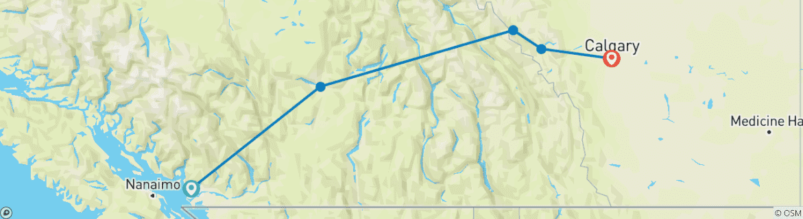 Image d'une carte montrant l'itinéraire du circuit
