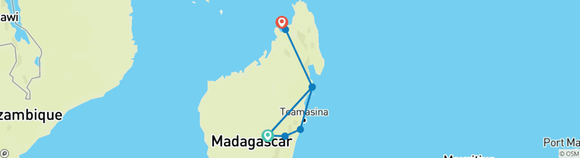 Image d'une carte montrant l'itinéraire du circuit