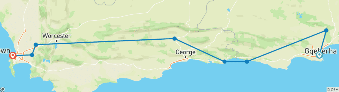 Image d'une carte montrant l'itinéraire du circuit