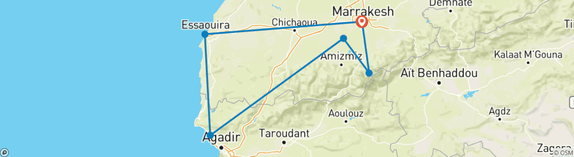 Image d'une carte montrant l'itinéraire du circuit