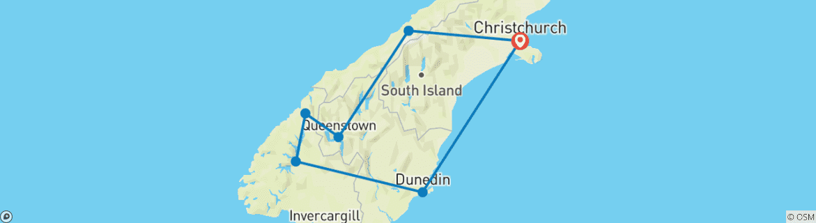 Image d'une carte montrant l'itinéraire du circuit