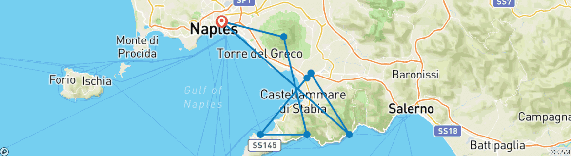 Image d'une carte montrant l'itinéraire du circuit