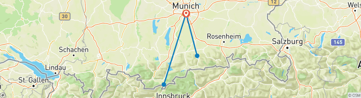 Image d'une carte montrant l'itinéraire du circuit