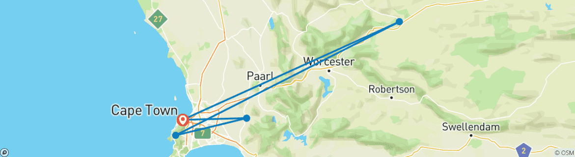 Image d'une carte montrant l'itinéraire du circuit