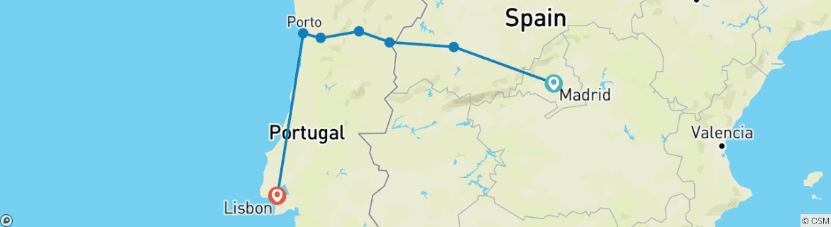 Image d'une carte montrant l'itinéraire du circuit