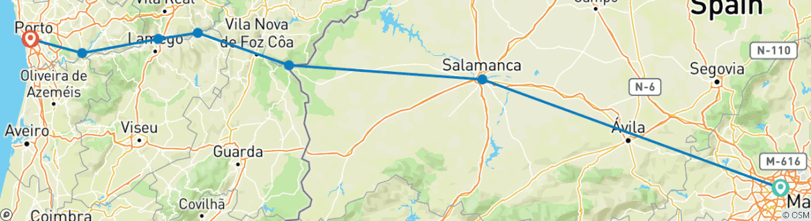 Image d'une carte montrant l'itinéraire du circuit
