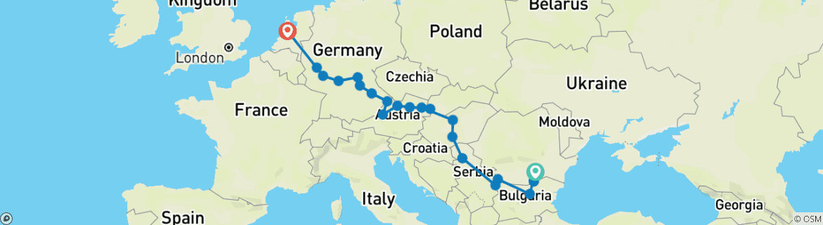 Image d'une carte montrant l'itinéraire du circuit