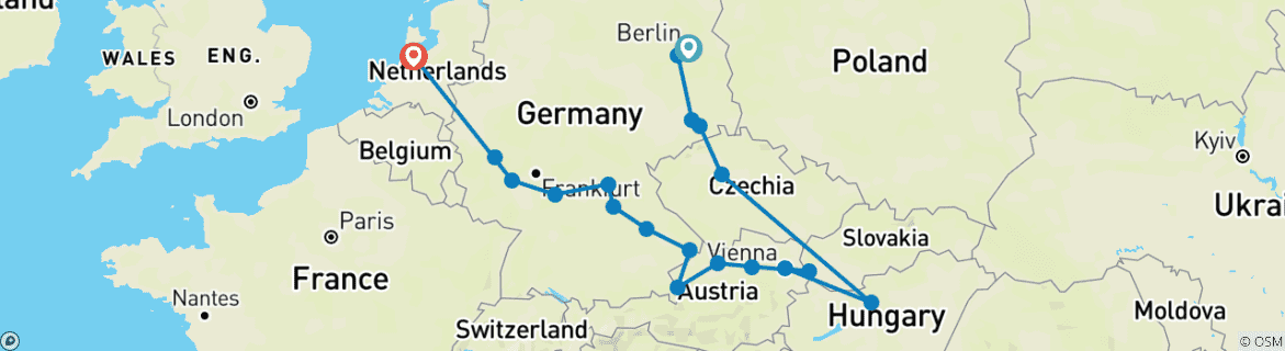 Image d'une carte montrant l'itinéraire du circuit