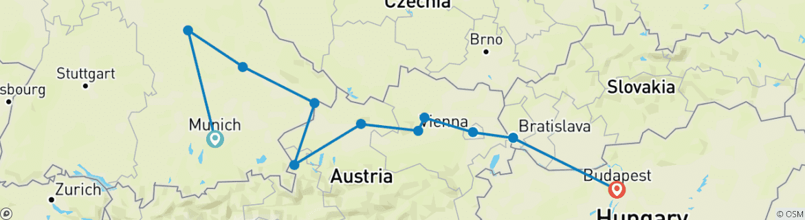 Image d'une carte montrant l'itinéraire du circuit