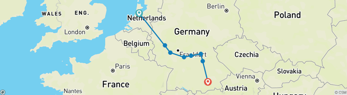 Image d'une carte montrant l'itinéraire du circuit
