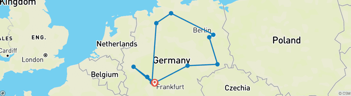Image d'une carte montrant l'itinéraire du circuit