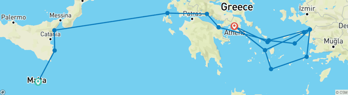Image d'une carte montrant l'itinéraire du circuit
