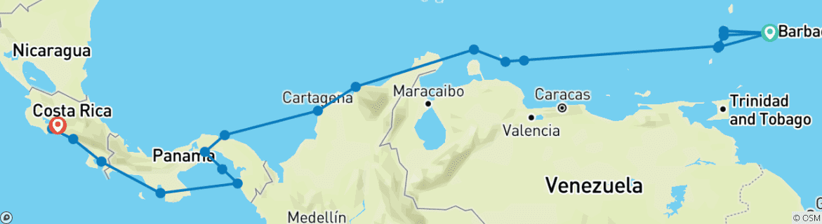 Image d'une carte montrant l'itinéraire du circuit
