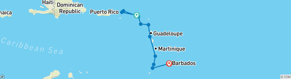 Image d'une carte montrant l'itinéraire du circuit