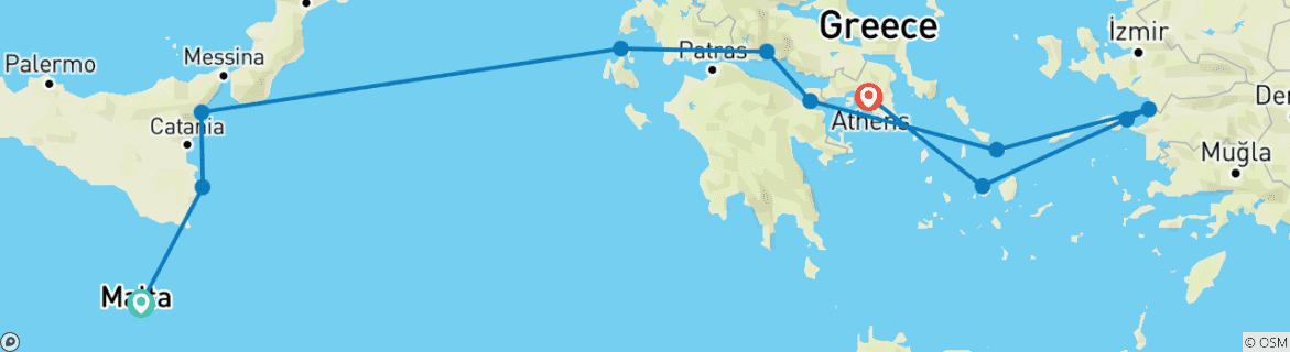 Image d'une carte montrant l'itinéraire du circuit