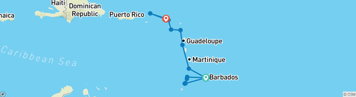 Image d'une carte montrant l'itinéraire du circuit