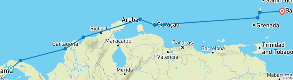 Image d'une carte montrant l'itinéraire du circuit
