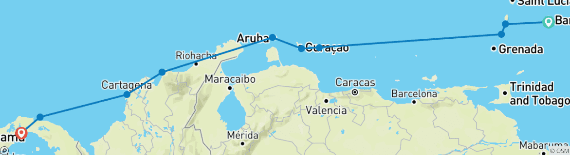 Image d'une carte montrant l'itinéraire du circuit
