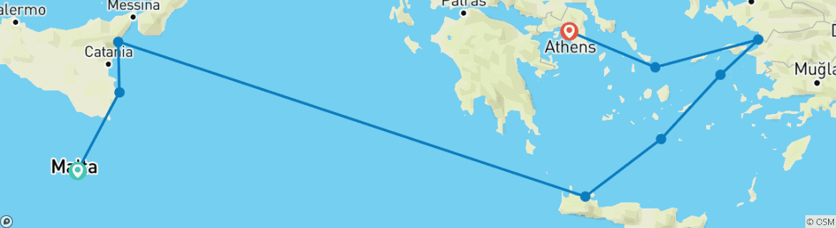 Image d'une carte montrant l'itinéraire du circuit